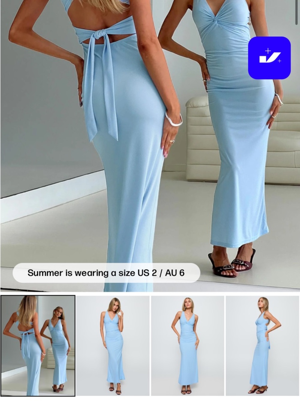 Princess Polly Mesmerise Halter Light Blue Maxi Dress